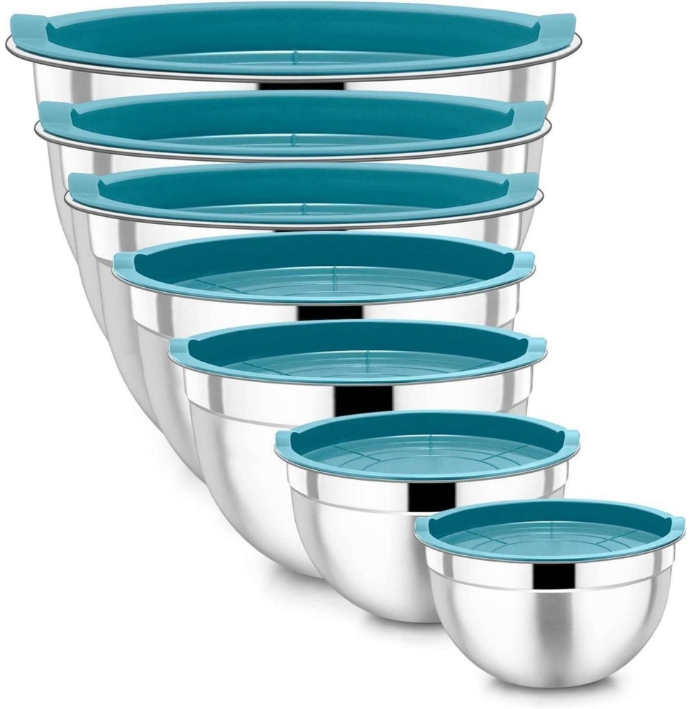 Homikit Edelstahl Rührschüssel Set 7-tlg. Luftdichtem Deckel Stapelbar Bild 1