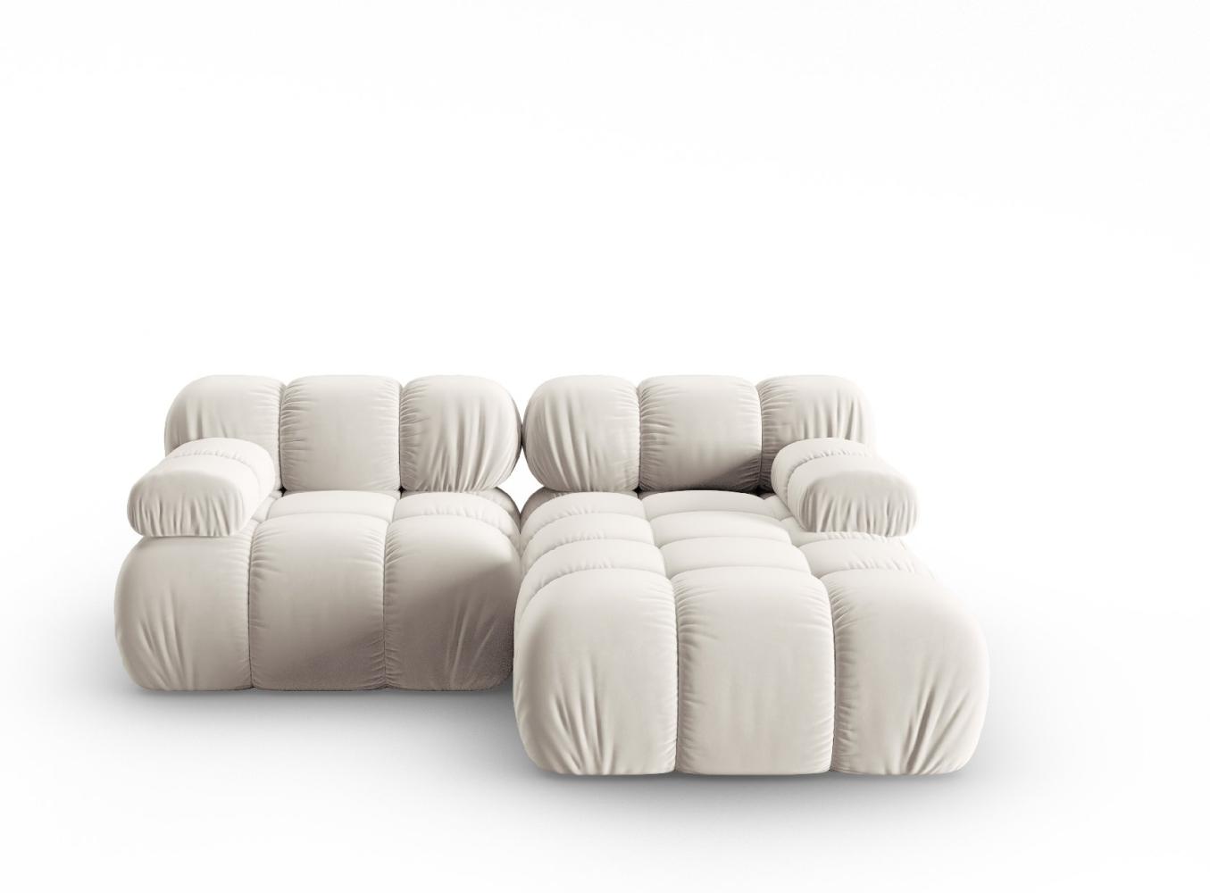 Micadoni Modulares Ecksofa Bellis 3-Sitzer Rechts Samtstoff Hellbeige Bild 1