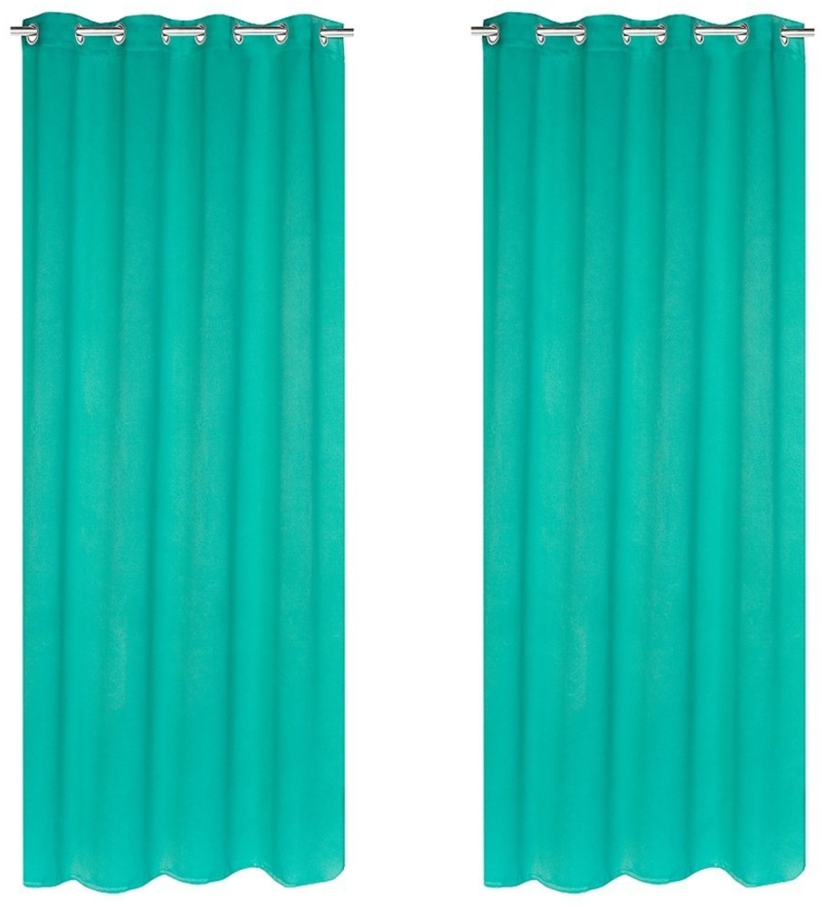 sossai® Verdunkelungsvorhang Verdunkelungsgardinen B: 140 cm x H: 250 cm (2 St), Ösen, verdunkelnd, Farbe: Türkis Bild 1