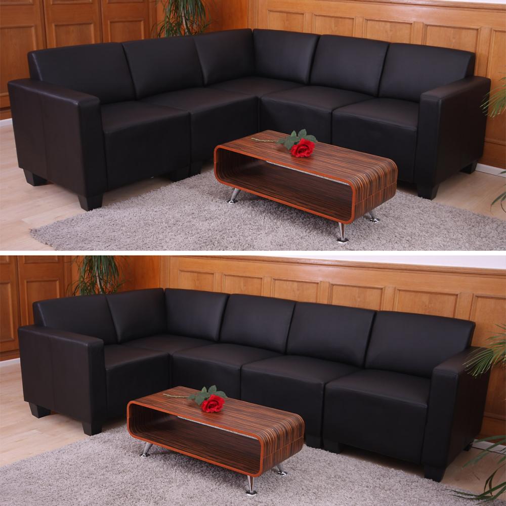 Modular Sofa-System Couch-Garnitur Lyon 5, Kunstleder ~ schwarz Bild 1