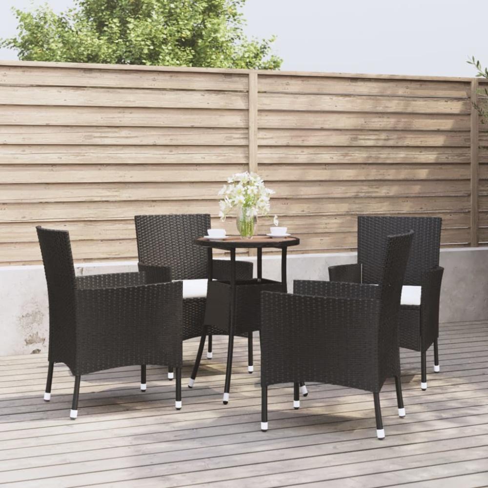 vidaXL 5-tlg. Garten-Bistro-Set mit Kissen Schwarz Poly Rattan 3187433 Bild 1