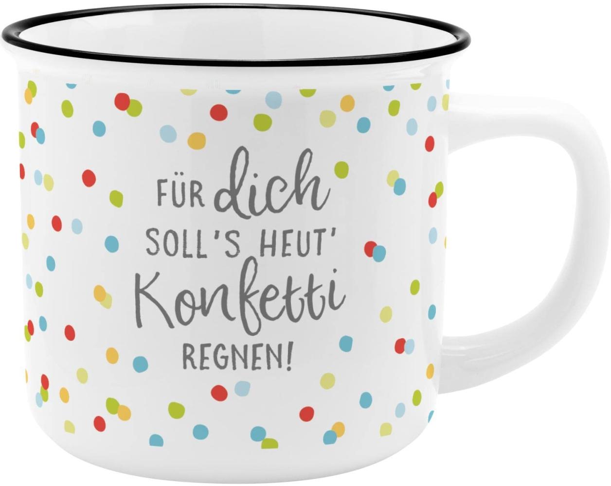 GRUSS & CO Becher Motiv "Konfetti" | New Bone China Porzellan, Emaille-Optik, 35 cl | Geschenk, Tasse lustig | 47893, 1 Stück (1er Pack) Bild 1