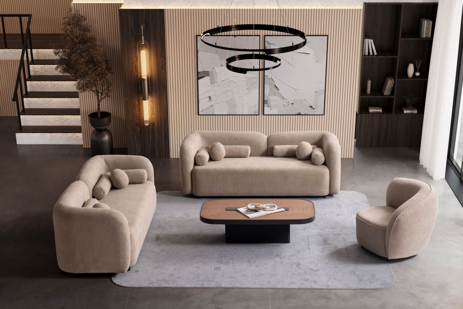 Özberk Sofa Luna, Spar-Set, Sofagarnitur Luna 3-3-1 mit 12 Kissen Bild 1