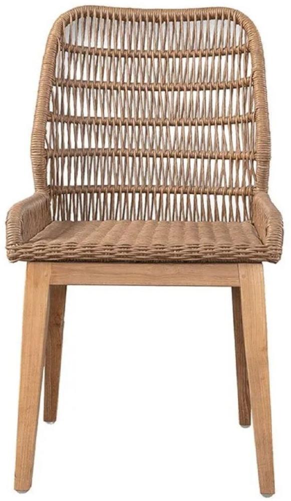 Casa Padrino Luxus Esszimmer Stuhl Braun / Naturfarben 50 x 60 x H. 90 cm - Luxus Garten Stuhl mit edlem Rattangeflecht - Esszimmer Möbel - Garten Möbel - Rattan Möbel - Luxus Möbel Bild 1