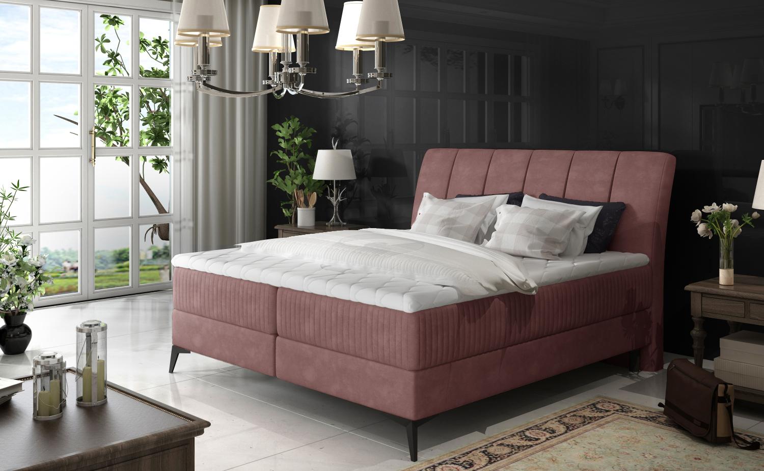 Aderito 160X200, Boxspring Bett, Rosa Bild 1