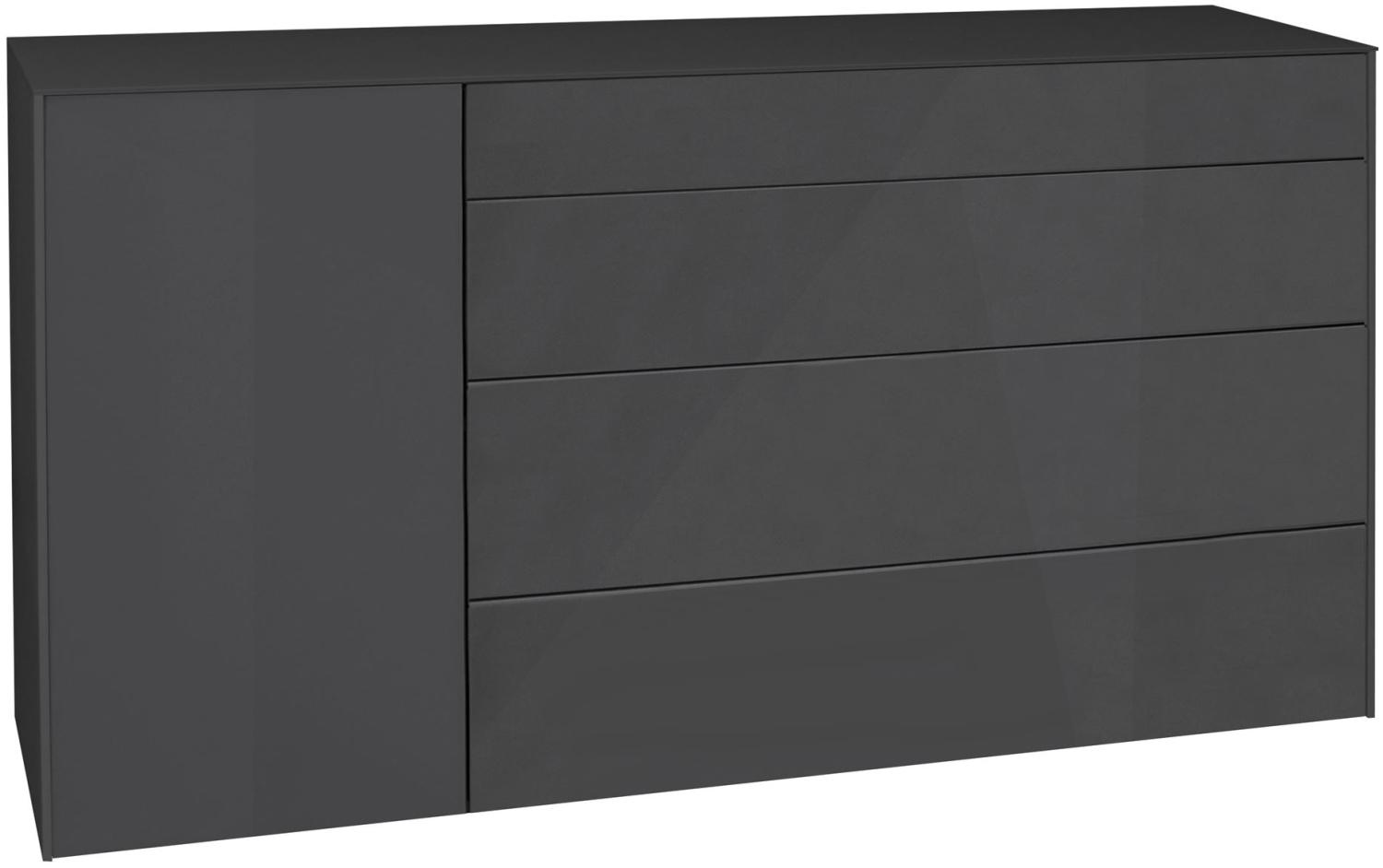 Kommode Elfi 169x42x89 Hochglanz Anthrazit/Glas Anthrazit 14800 Bild 1