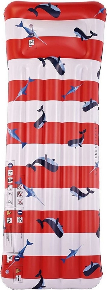 Swim Essentials Luxus-Luftmatratze Wal, PVC rot / weiß, 177x67 cm Bild 1