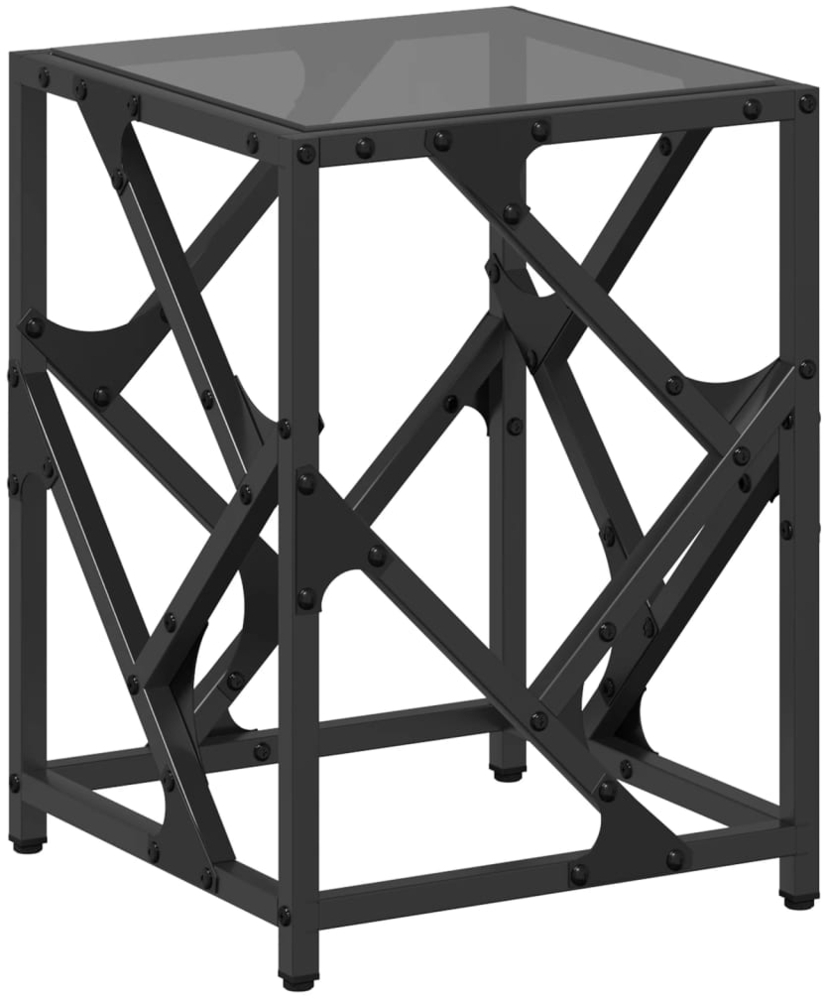 vidaXL Couchtisch mit Glasplatte Schwarz 30x30x41 cm Stahl 845989 Bild 1