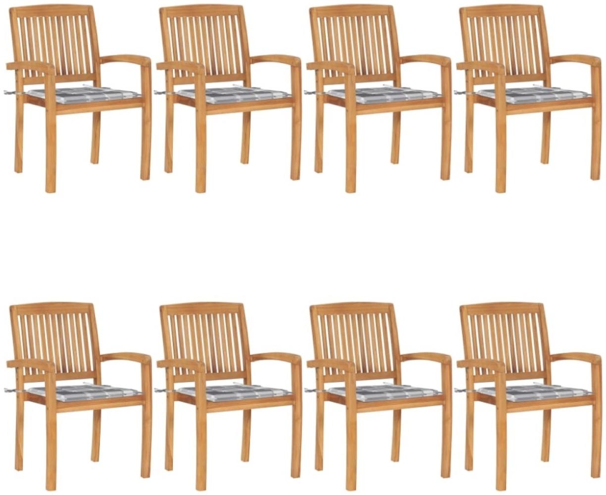 vidaXL Stapelbare Gartenstühle mit Kissen 8 Stk. Massivholz Teak 3073254 Bild 1