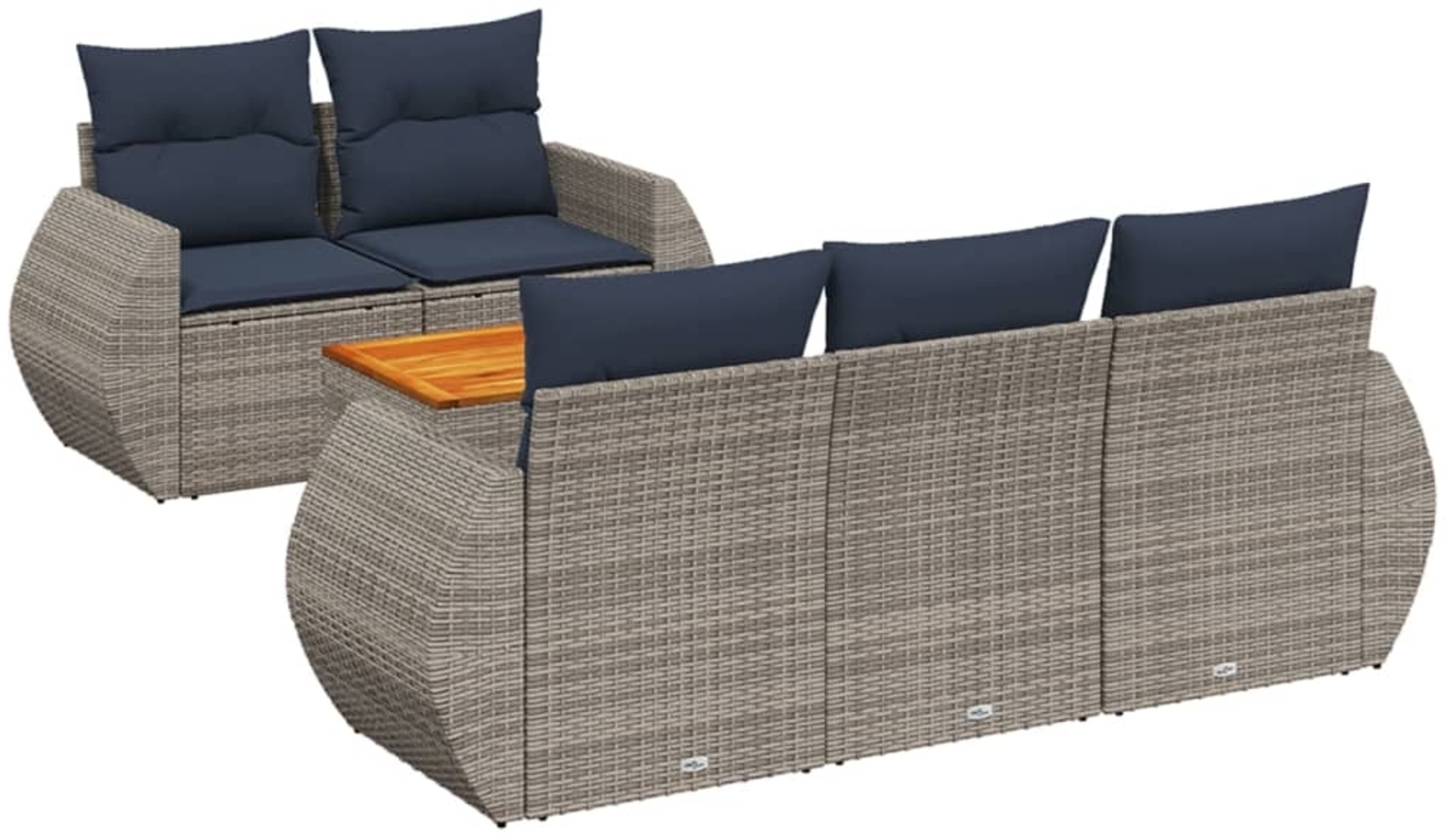 vidaXL 6-teiliges Gartensofa-Set mit Kissen, grau, Polyrattan 3224892 Bild 1