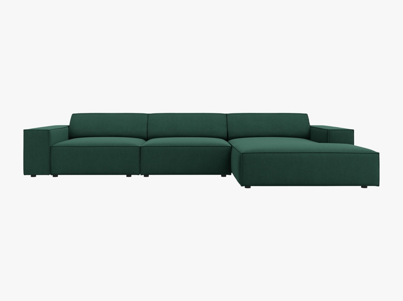 Micadoni Ecksofa Jodie 4-Sitzer Rechts Strukturierter Stoff Megan Grün Bild 1