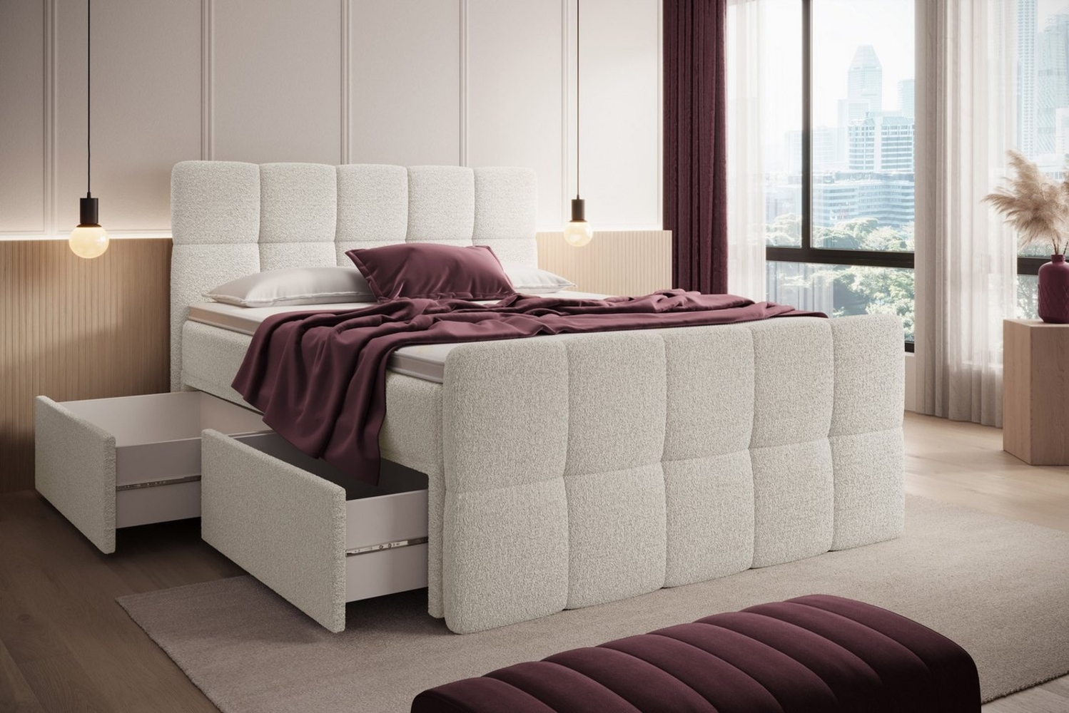 wonello Boxbett Madison 5, mit Schubladen (4x), Taschenfederkern-Matratzen und premium Topper Bild 1