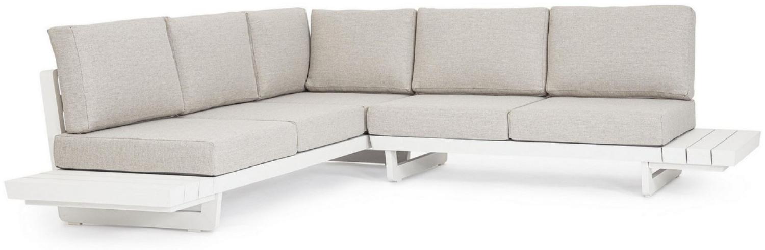 Casa Padrino Luxus Garten Ecksofa Grau / Weiß H. 80 cm - Modulares Garten Sofa - Terrassen Sofa - Garten Möbel - Terrassen Möbel - Outdoor Möbel - Hotel Möbel - Luxus Möbel Bild 1