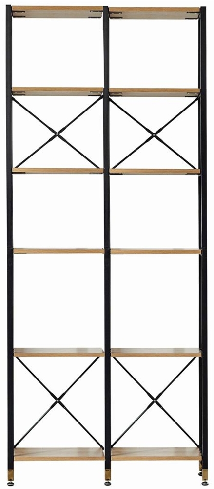 Regal-Set 30 x 87 x 210 cm Metall MDF mit Akazie-Dekor Schwarz Natur Bild 1