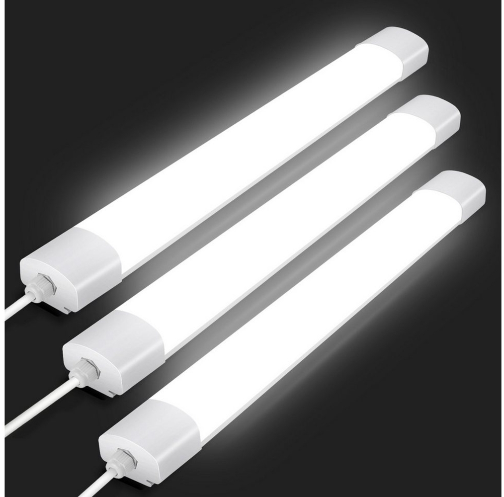 Oraymin LED Deckenleuchte 3PCS Feuchtraumleuchte, 4000K, IP65, led röhre 60cm/90cm/120cm/150cm, LED fest integriert, Nicht in Reihe Bild 1