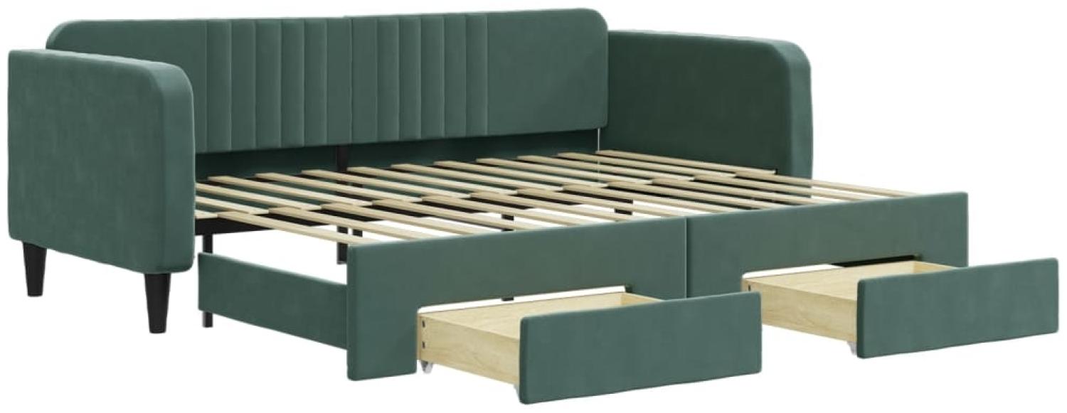 vidaXL Tagesbett Ausziehbar mit Schubladen Dunkelgrün 90x200 cm Samt 3197113 Bild 1