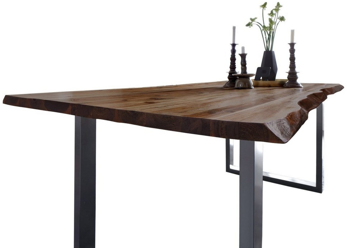 SAM® Baumkantentisch Neapel, massives Akazienholz, Baumkante, Metallgestell U-Form, bis 3 Meter Bild 1