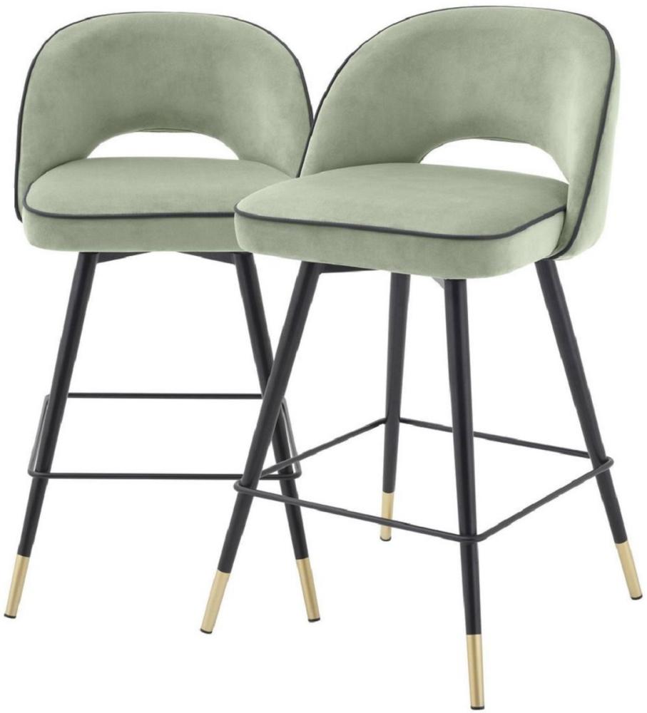 EICHHOLTZ Counter Stool Cliff Set von 2 Stk. Savona Pistache Green Velvet Bild 1