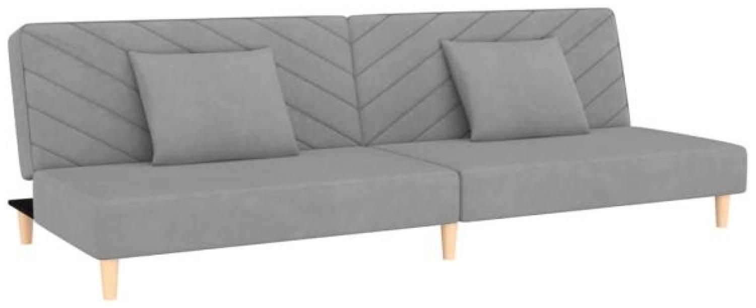 vidaXL Tagesbett 2-Sitzer mit 2 Kissen Hellgrau Samt [337617] Bild 1