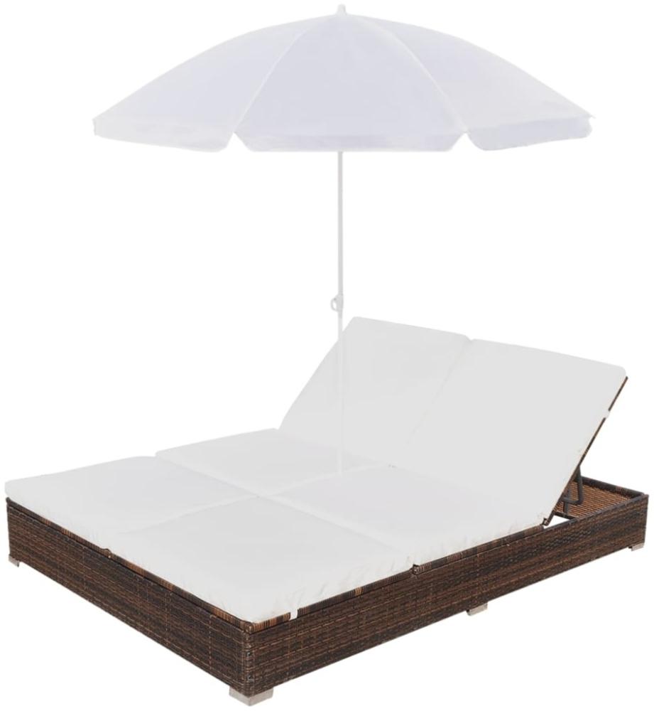 vidaXL Outdoor-Loungebett mit Sonnenschirm Poly Rattan Braun 42949 Bild 1