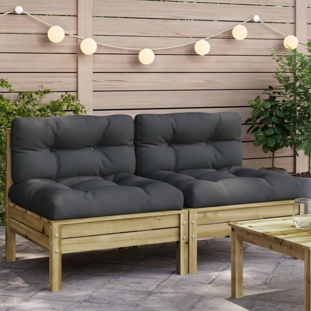 vidaXL Gartensofa ohne Armlehnen mit Kissen 2 Stk. Kiefernholz 838164 Bild 1