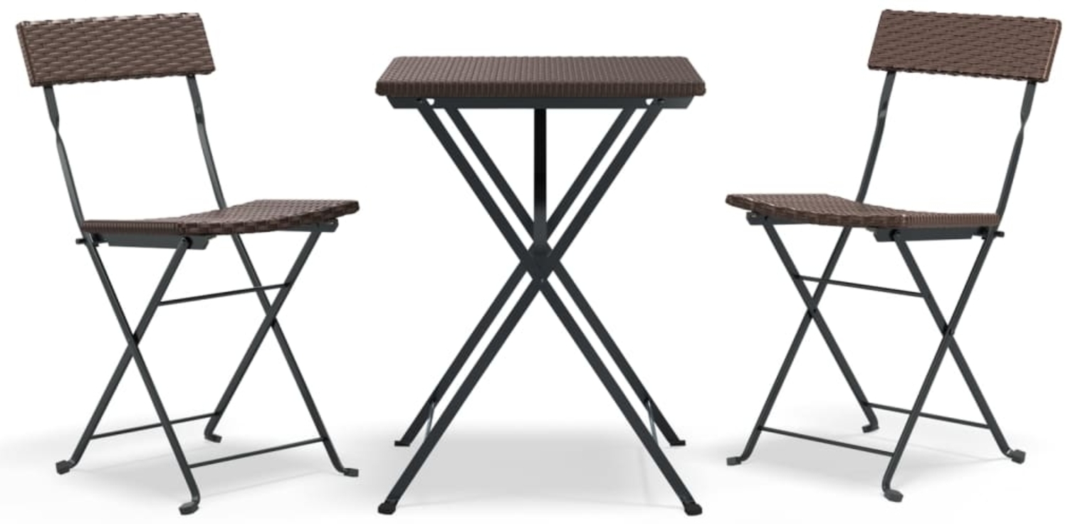 vidaXL 3-tlg. Bistro-Set Klappbar Braun Poly Rattan 319990 Bild 1