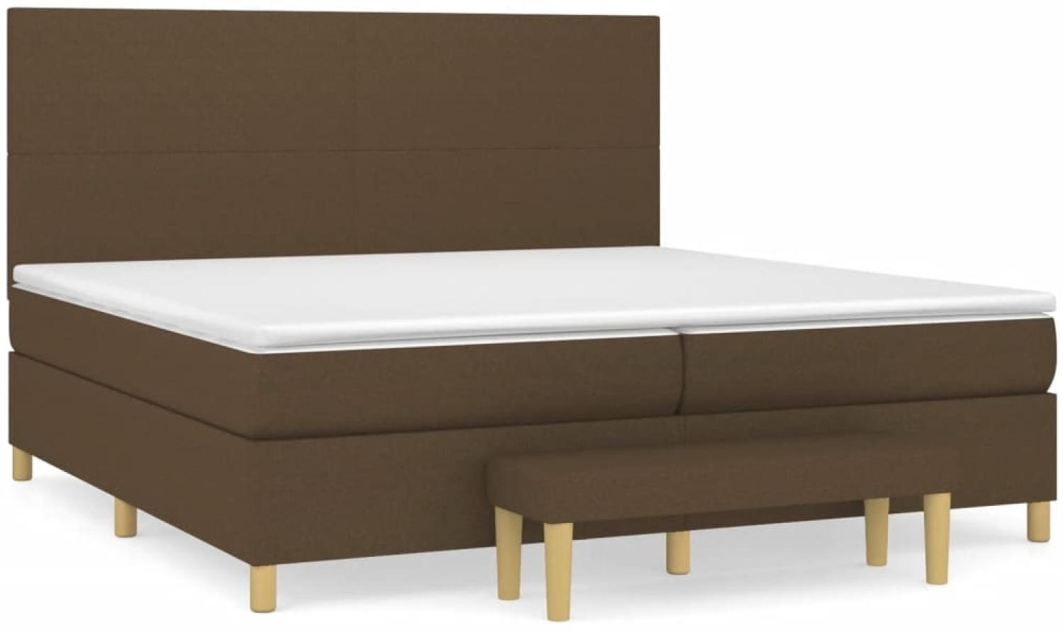 vidaXL Boxspringbett mit Matratze Stoff Dunkelbraun 200x200 cm, Härtegrad: H2 [3137024] Bild 1