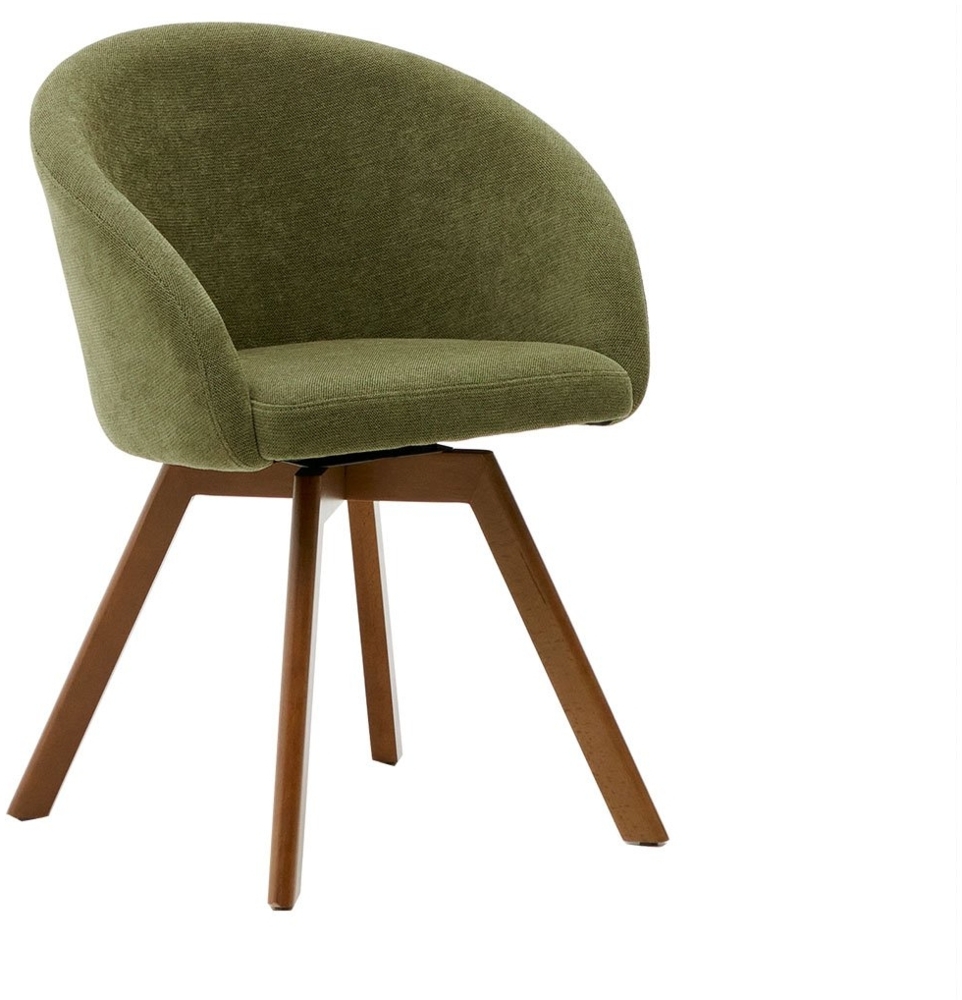 Drehstuhl Marvin, Echtholz, Stoff, Grün, Holzfarben, 59 x 77 x 54 cm Bild 1