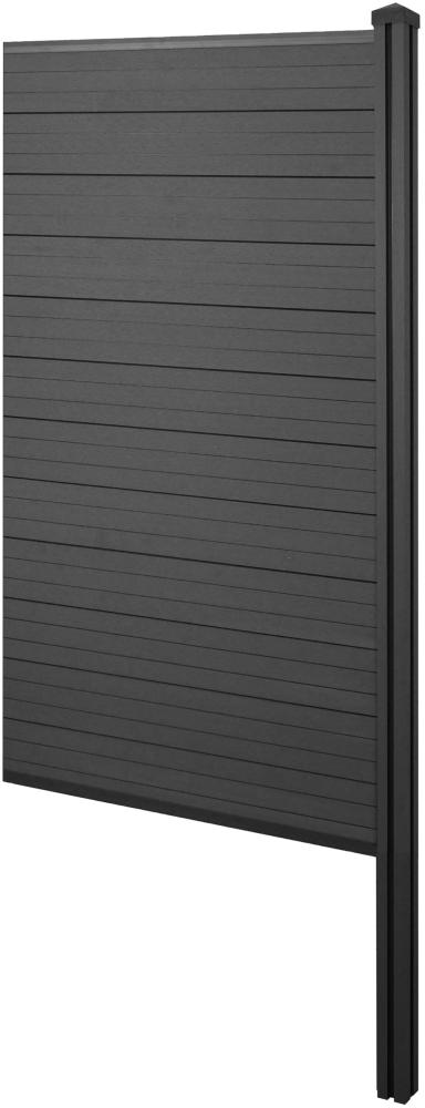 WPC-Sichtschutz Sarthe, Windschutz Zaun, WPC-Pfosten zum Einbetonieren ~ Erweiterungselement schmal, 98cm anthrazit Bild 1