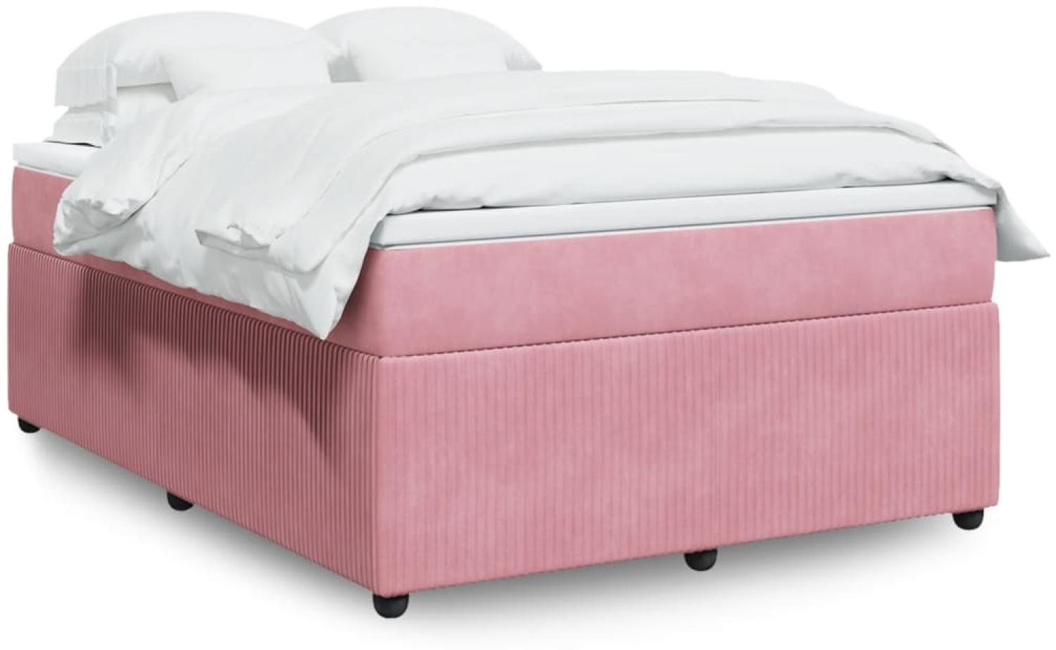 vidaXL Boxspringbett mit Matratze Rosa 140x190 cm Samt 3285643 Bild 1