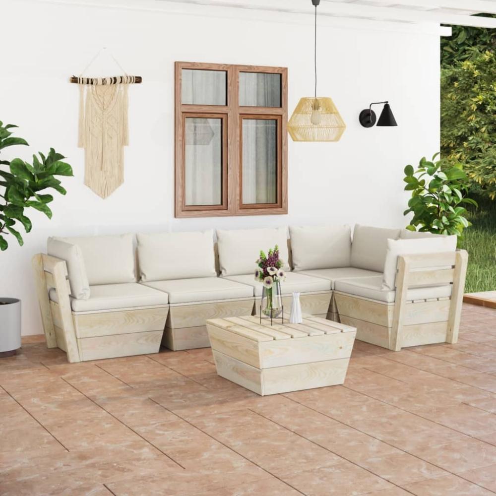 vidaXL 6-tlg. Garten-Sofagarnitur aus Paletten mit Kissen Fichtenholz 3063566 Bild 1