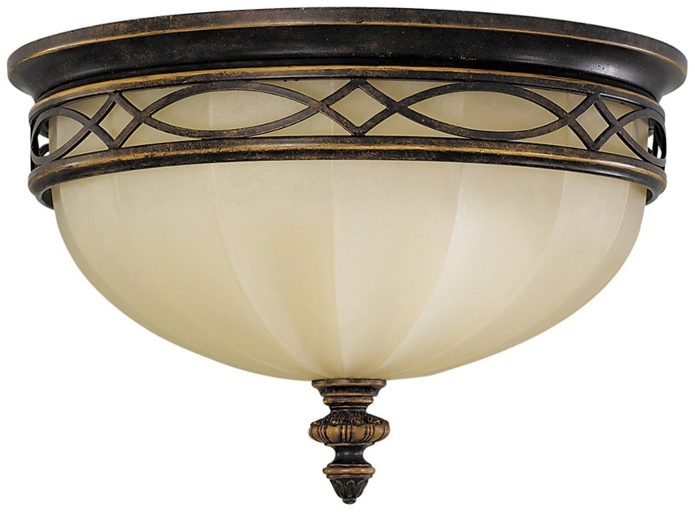 Deckenleuchte, Stahl Glas, Nussbaum, D 35,6 cm Bild 1