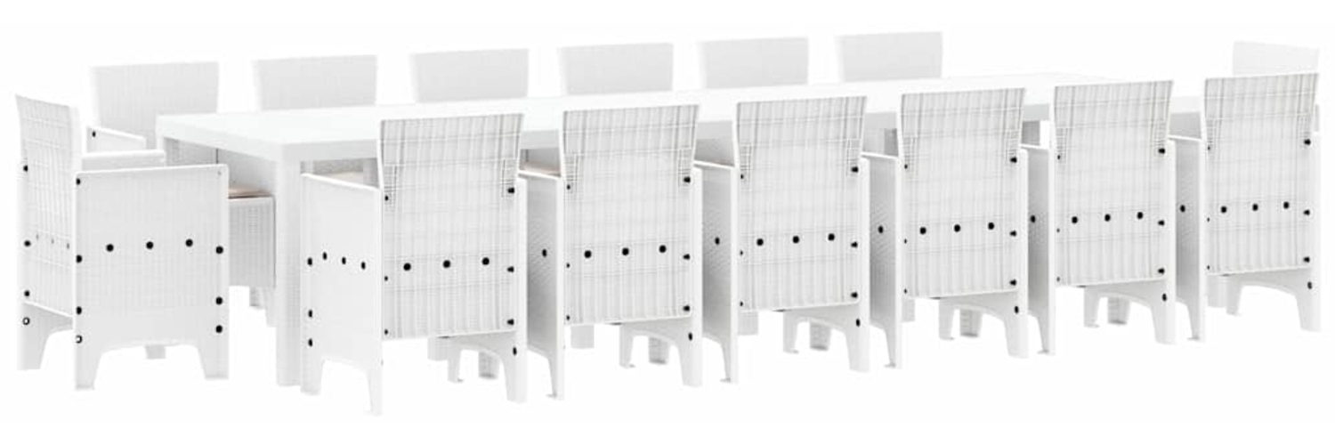 vidaXL Garten Essgruppe 15 pcs Weiß Polt Rattan 3378643 Bild 1
