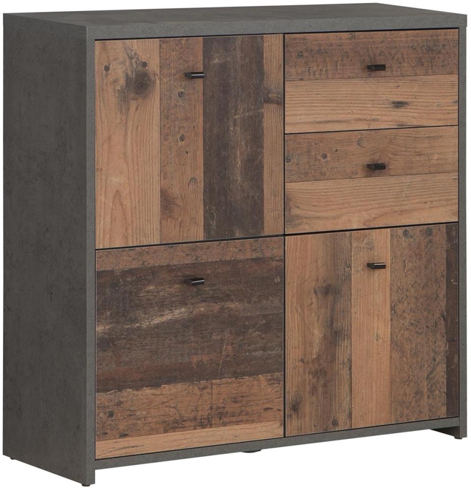 Kommode >Burg< in Betonoptik Dunkelgrau - 77.2x77.5x29.6cm (BxHxT) Bild 1