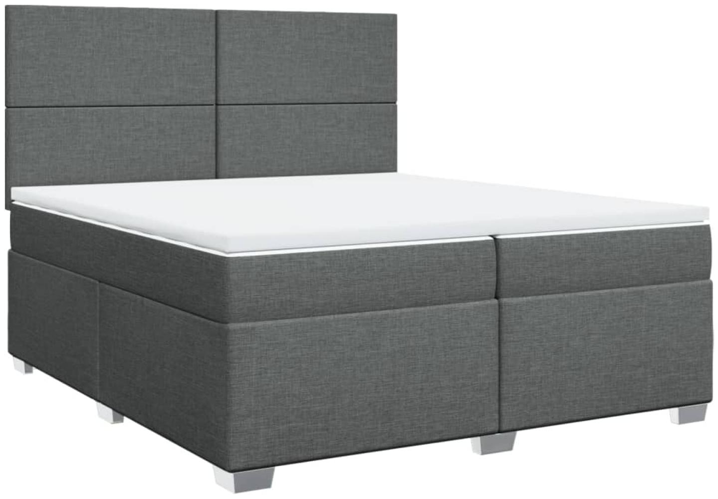 vidaXL Boxspringbett mit Matratze Dunkelgrau 200x200 cm Stoff 3290589 Bild 1