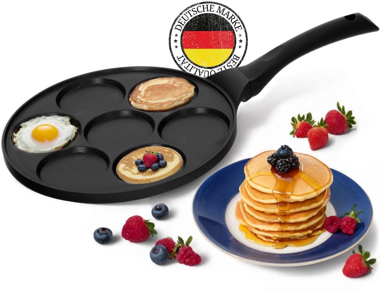 4BIG. fun Crêpepfanne Pancakes Spiegeleier Pfannkuchen Bratpfanne, Aluminium (7 Loch Augenpfanne), induktionsfähig Bild 1