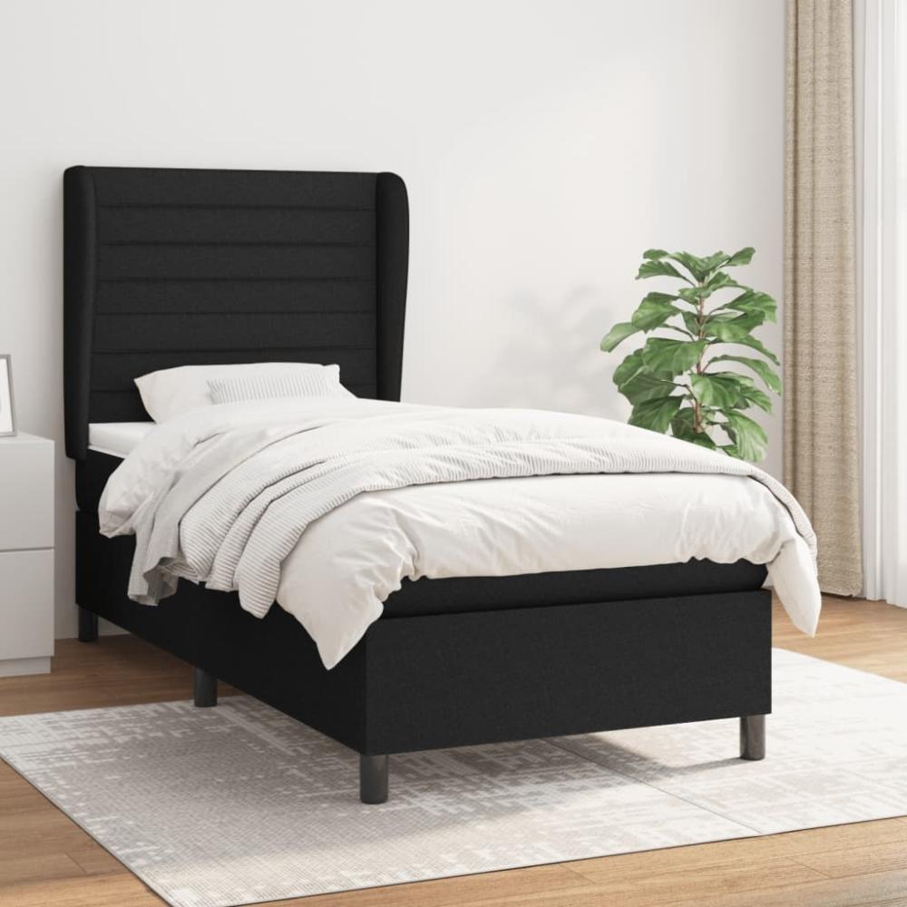 Boxspringbett mit Matratze Stoff Schwarz 80 x 200 cm, Härtegrad: H2 [3127999] Bild 1