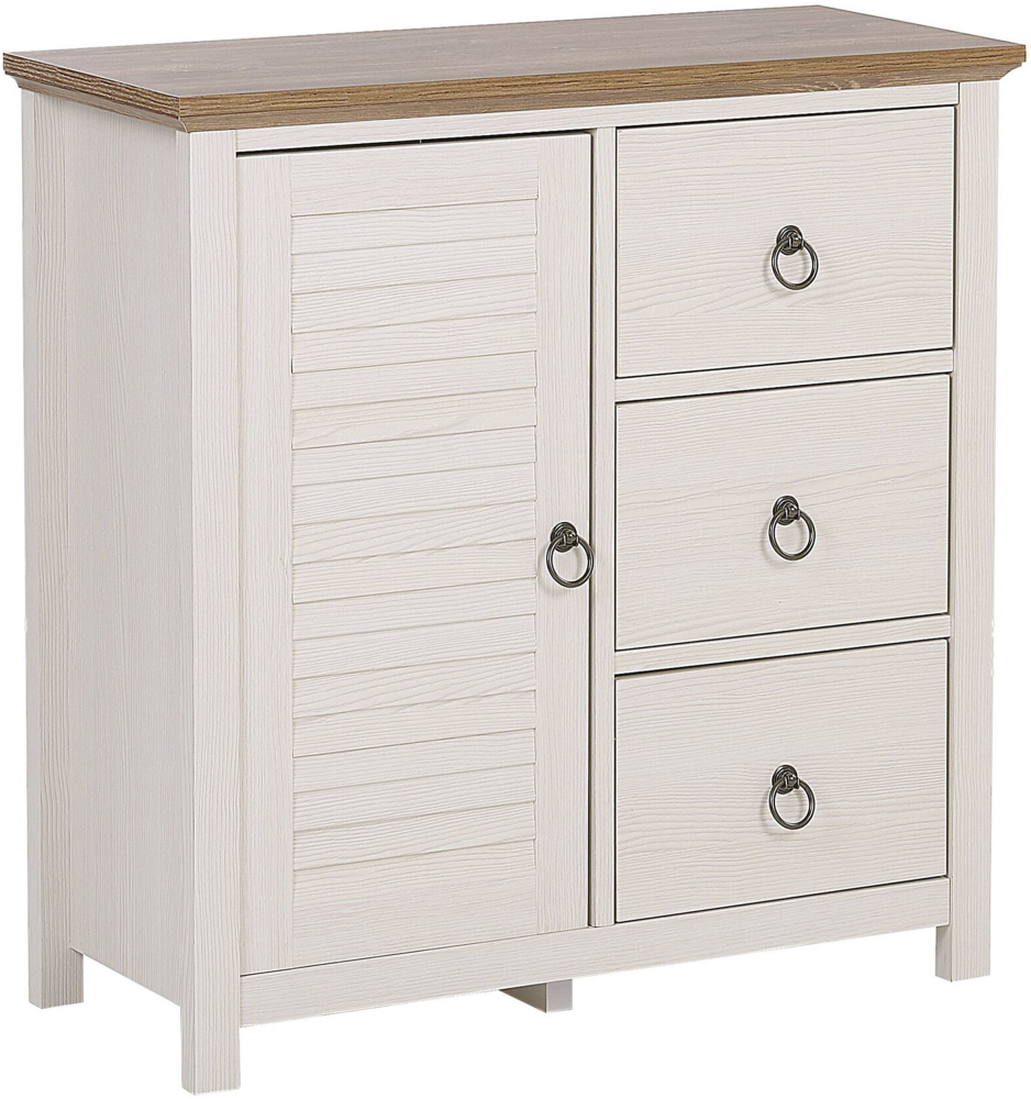 Sideboard beige / dunkler Holzfarbton 3 Schubladen Schrank KIRKLAND Bild 1