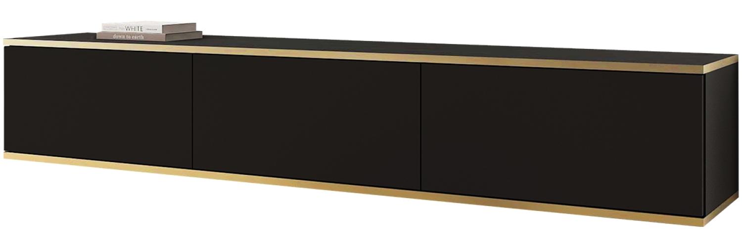 TV-Lowboard TV-Lowboard Orenate I (Farbe: Schwarz / Schwarz + Gold) Bild 1