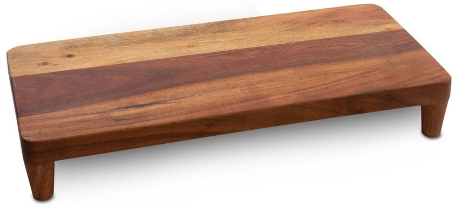 Spetebo Tablett Akazien Tischpodest lebensmittelecht - 45 x 21 cm, Akazien Holz, (Stück, 1-tlg, Tablett), Holz Serviertablett braun mit 4 Füßen Bild 1