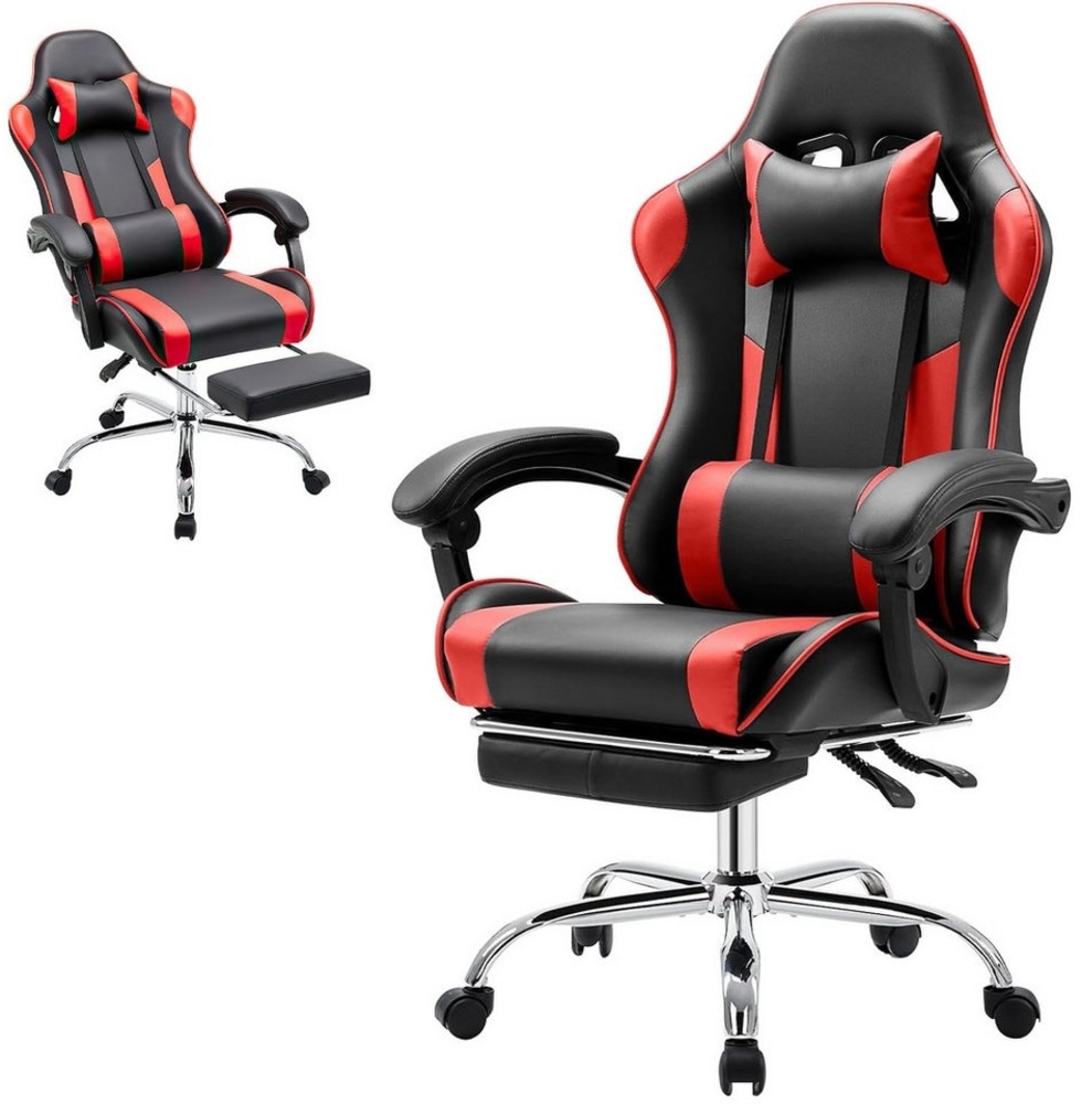 Refined Living Gaming Chair Ergonomie Gaming-stuhl mit Fußstütze, Kopfstütze Massage-Lendenkissen (Verstellbare Neigung auf der Rückseite Höhenverstellbar Computerstuhl, 1 St), Gepolstert Bürostuhl Drehstuhl 360° für Erwachsene Mädchen Junge Bild 1