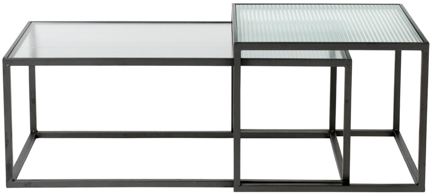 Dutch Bone 'Boli' 2er-Set Couchtisch, Glas/Metall schwarz Bild 1