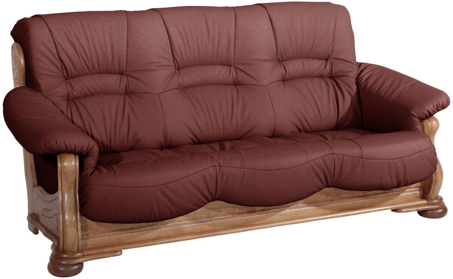 Sofa 3-Sitzer Katlin Bezug Echtleder Eiche rustikal P43 / rot 22768 Bild 1