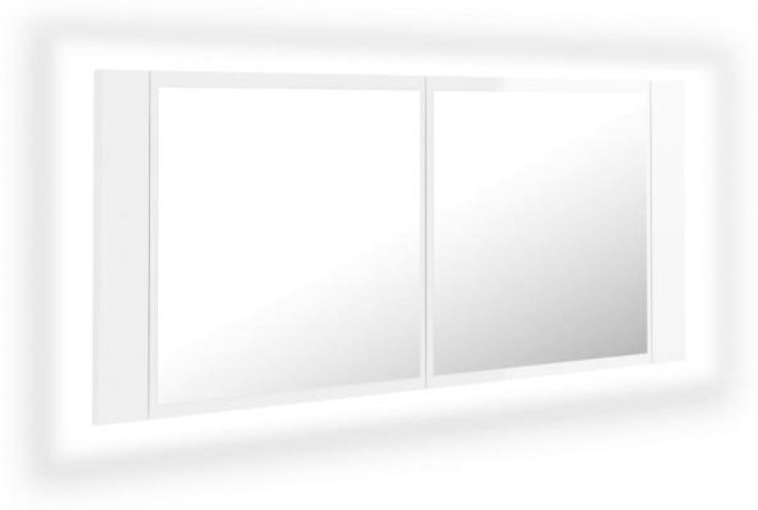 vidaXL LED-Bad-Spiegelschrank Hochglanz-Weiß 100x12x45 cm Acryl 804985 Bild 1