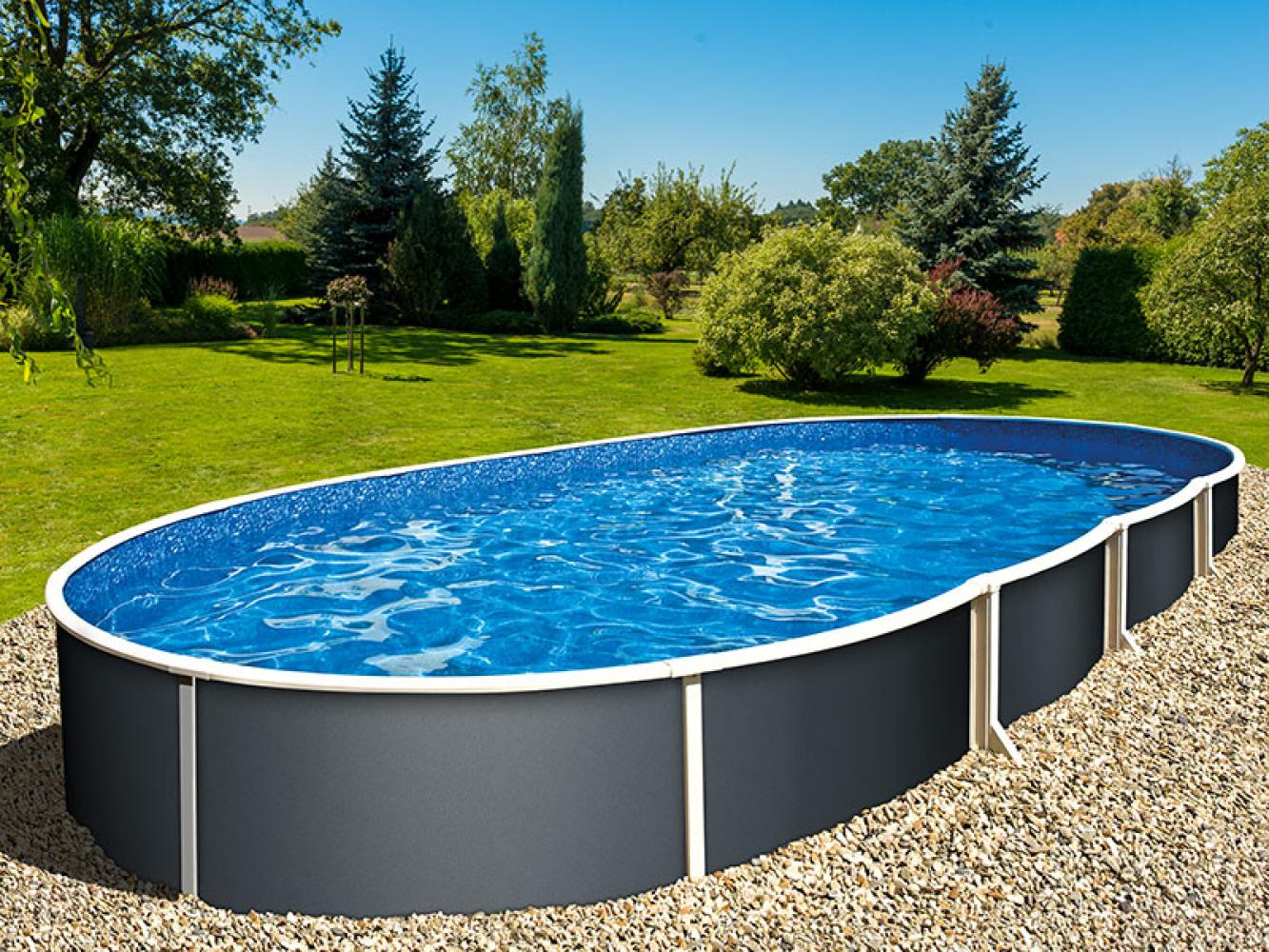 Azuro Deluxe Stahlwandpool - Graphite/Weiß - Oval 550 x 370 x 120 cm Bild 1