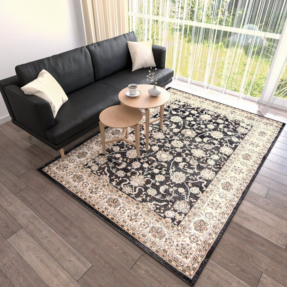 Mazovia Orientteppich Oriente Teppich - Traditioneller Teppich Orient Schwarz Beige, 80x150 cm, Geeignet für Fußbodenheizung, Pflegeleicht, Wohnzimmerteppich Bild 1