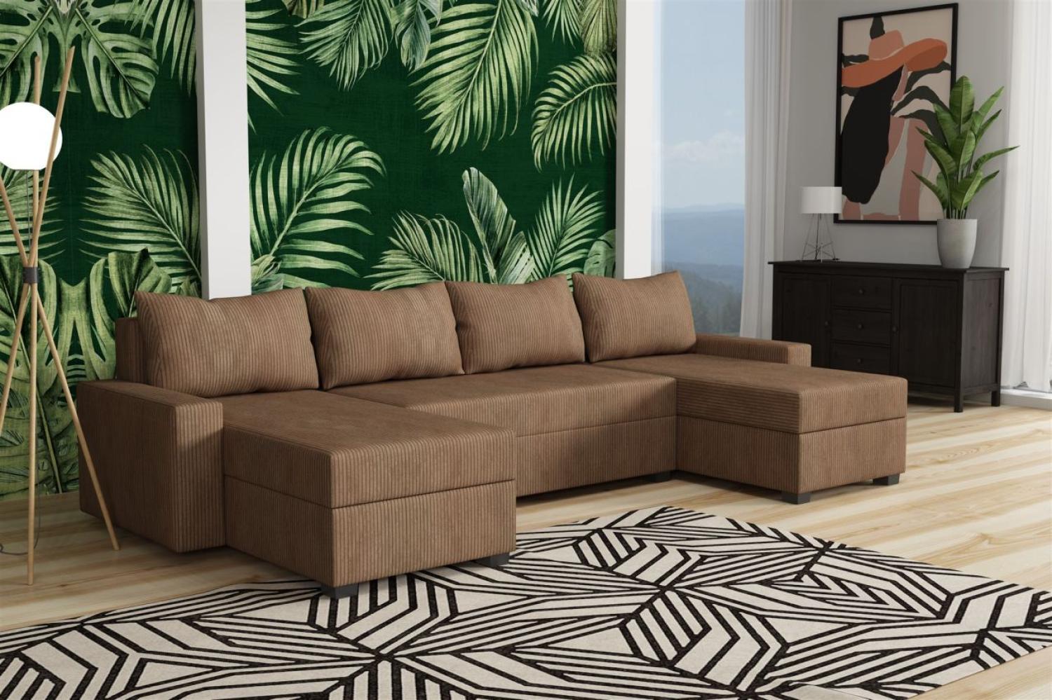 Wohnlandschaft Schlafsofa Sofa AGNETA LUX Stoff Lincoln Cappuccino Bild 1