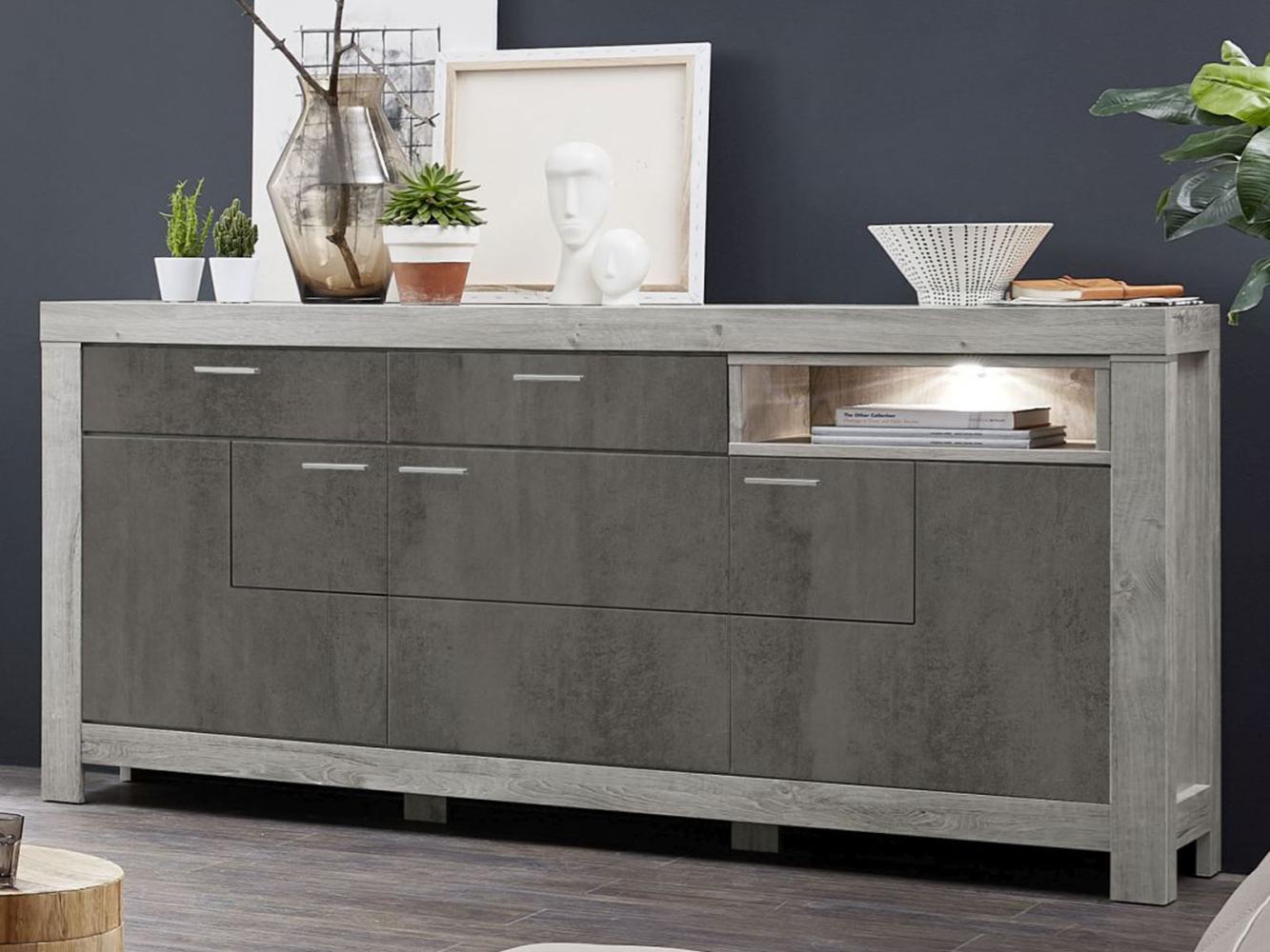 Sideboard >Gravesend< in Nickel matt aus MDF - 196x100x42cm (BxHxT) Bild 1