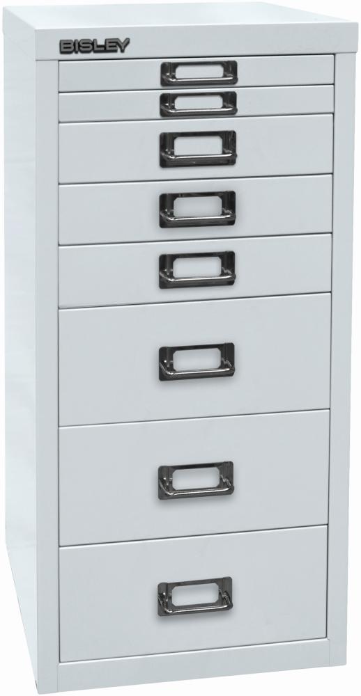 BISLEY MultiDrawer, 29er Serie, DIN A4, 8 Schubladen, Metall, 645 Lichtgrau, 38 x 27,9 x 59 cm Bild 1