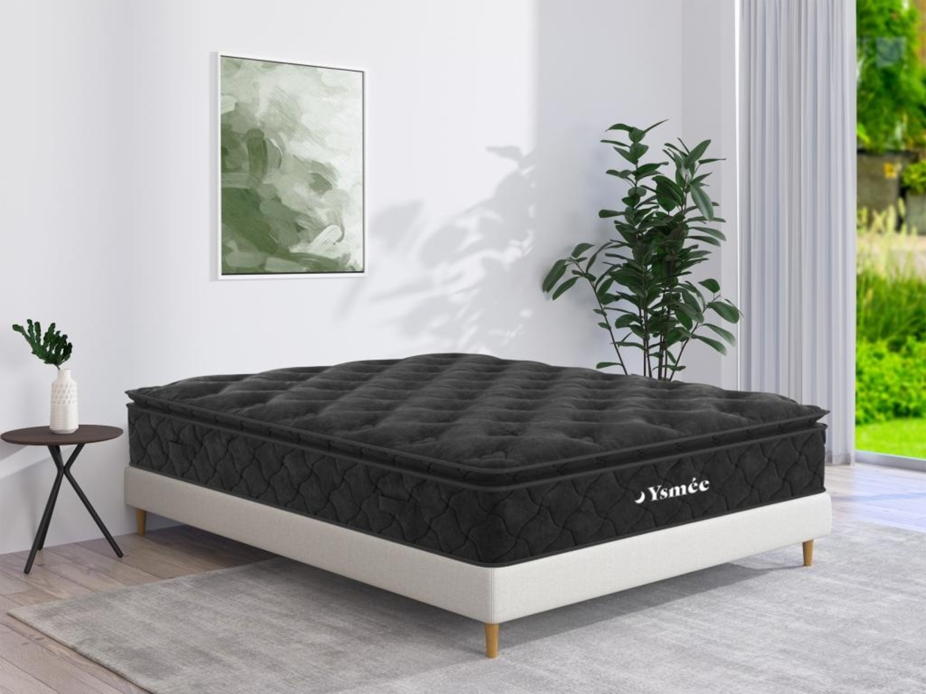 Vente-unique - Taschenfederkernmatratze mit Übermatratze - 1 Zone - Härtegrad 3 - 160 x 200 cm - Stärke 28 cm - BLACK DREAM von YSMÉE Bild 1